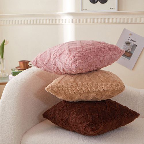Juego De 2 Fundas De Almohada De Felpa Geométricas, 45x45cm Rosa