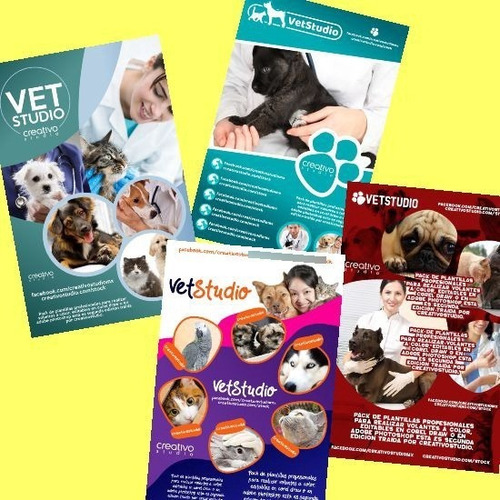 Diseños Editables Veterinarias, Cuidado Animales Corel Ps