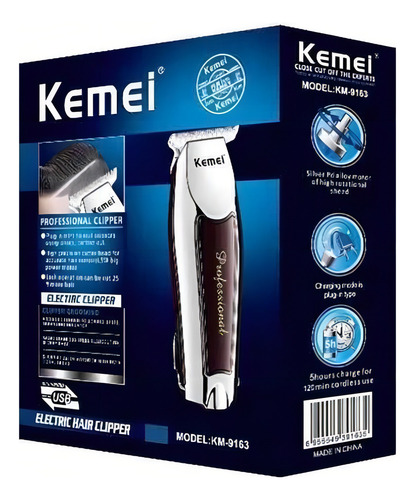 Maquininha Barba E Cabelo Acabamento Sem Fio Recarregável Ft Cor Prateado 110v/220v