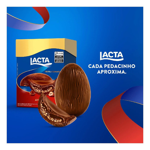 Kit 2 Ovos Lacta Tripla Camada Avelã Com Recheio 320g Cada