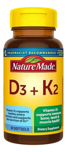 Vitamina D3 Y Vitamina K2 30 Cáps Blandas Nature Made