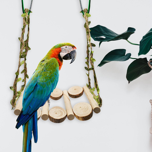Columpio De Madera Para Loros, Juguetes Para Masticar Ramas