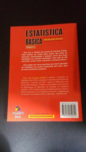 Estatística Básica I Probabilidade - Luiz Gonzaga Morettin (Usado)
