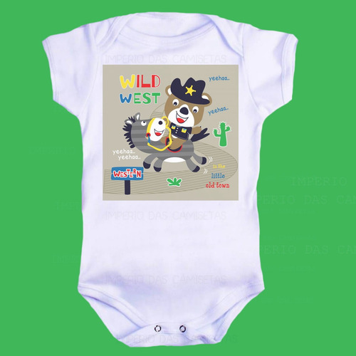 Body Branco Bebê Infantil Animal Urso Ursinho Cavalo