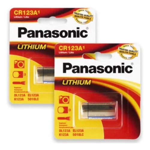 Kit 2 Cartela Bateria Lítio Panasonic Cr123a 2 Unidades