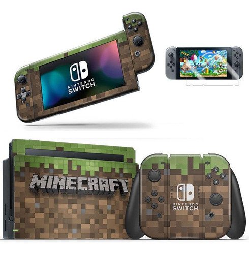 Skin Adesivo Protetor Nintendo Switch + Película Minecraft