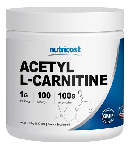 Nutricost Acetil L-carnitina (alcar) 100 Gms 1000mg Por