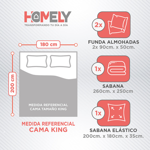 Juego de sabanas King Homely 100 GSM Suave 4 Piezas Microfibra Suave