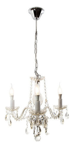 Lámpara Colgante Clásica Lumimexico 30165-1 Candil Traslúcido 60w E12 3 Luces Plateado
