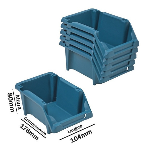 Imagem 3 de 4 de Kit Estante Gaveteiro Organizador 60/3 Box Caixa Azul Presto