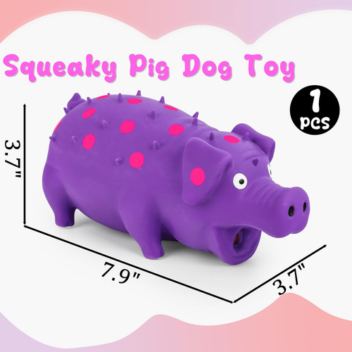 Poplay Juguetes Para Perros Con Cerdo Chillón, Látex Morad