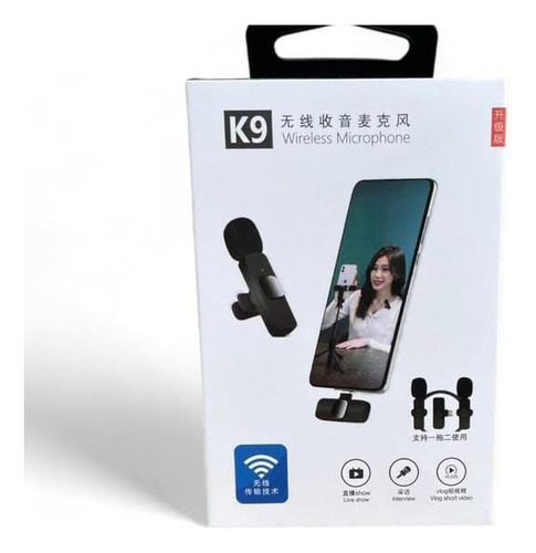 Micrófono De Solapa Inalámbrico Tipo C Smartphone K9 Negro