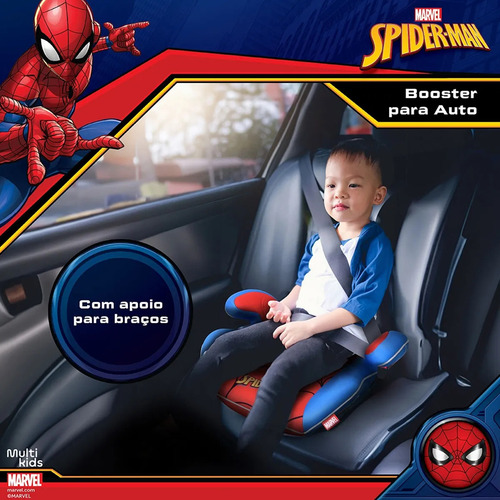 Assento P/ Carro Booster Spider Man Azul/vermelho -multikids