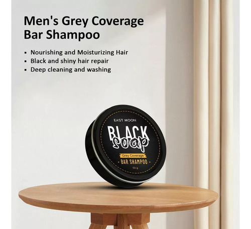 3pcs Shampoo Para Hombre Tinte Negro Jabon En Barra