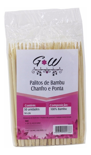 Palito De Bambu Chanfro Com 50 Unidades