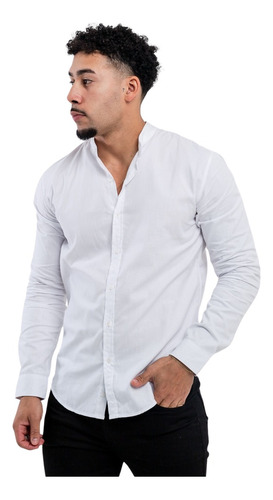 Camisa Cuello Mao Manga Larga Hombre Caballero Ebk ®