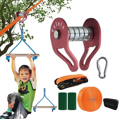 Zipline Kits For Backyards, 55ft Zip Lines Pulley Kit 2...