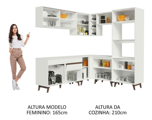 Cocina Integral Completa Modular Esquinero Madesa Reims 402cm Color Blanco 01