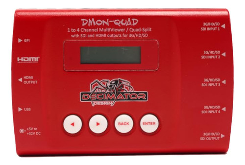 Multivisualizador Quádruplo Decimator DMON-Quad 3G/HD/SD-SDI, saídas 3G/HD/SD-SDI + HDMI