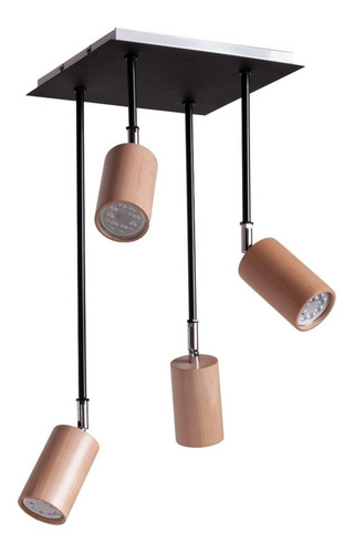 Imagen 1 de 10 de Aplique Plafon 4 Luces Madera - Ng / Bl Movil Apto Led