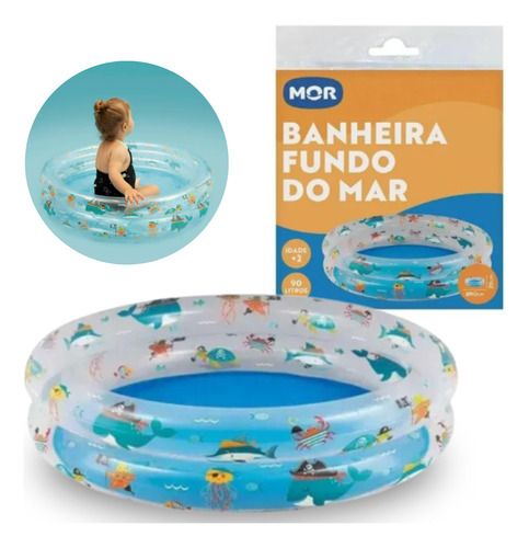 Piscina Inflável Banheira Fundo Do Mar Mor 90l Bebe Criança 