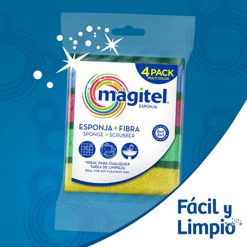 Magitel Mini Fibra Esponja Multicolor 16 Pzas