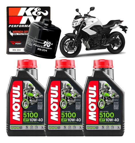 Kit Troca Oleo Motul 5100 10w40 + Filtro Oleo Yamaha Xj6 Xj