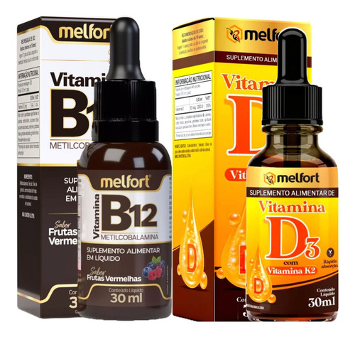 Vitamina B12 Metilcobalamina + Vitamina D3 Com Vitamina K2 Sabor Frutas Vermelhas
