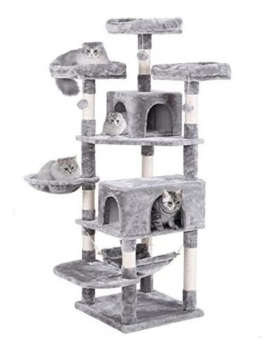 Bewishome Cat Tree 66.3 Inch Multi-level Large Cat Tower Wit