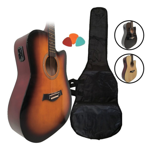 Imagen 1 de 9 de Guitarra Acustica Electroacustica Acero + Accesorios Regalo