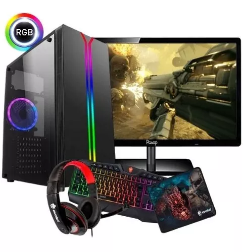 Pc Gamer Completo com Monitor - i5 + Placa de Video + Gabinete Gamer rgb -  Roda Diversos Jogos