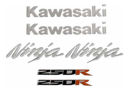 Adesivo Emblema Compativel Kawasaki Ninja 250r 3d Kit Re56 Cor Ninja 250r - Prata
