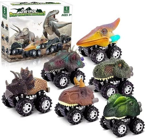 Set De 6 Autos Dinosaurios, Friccion Bestoys