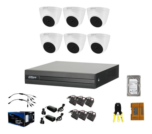 Imagen 1 de 1 de Kit Cctv 6 Camaras Circuito Cerrado Domo Dahua 2mpx Full Hd