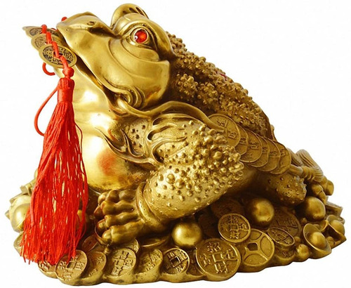 Latón Feng Shui Estatua Dinero Rana Con Encanto Suerte...