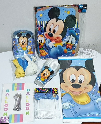 Kit Decoración Infantil Mickey Mouse Bebé, Para 12 Personas