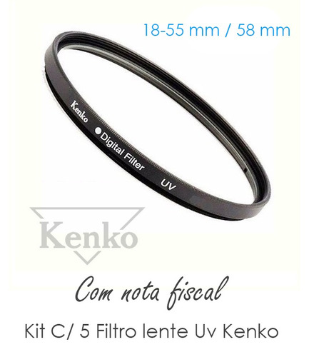 5d - Filtro Lente 58mm Uv Kenko Camera Canon Kit C/ 5