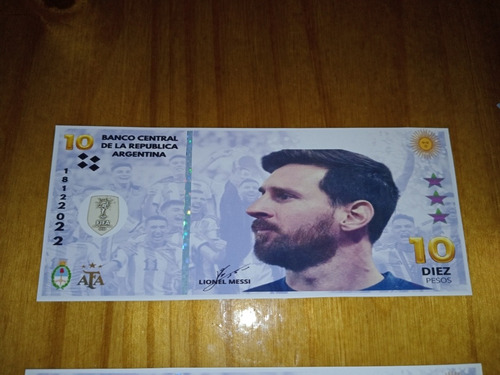 Imagen 1 de 3 de Billete Messi Argentina Campeón Qatar 2022 Edición Limitada
