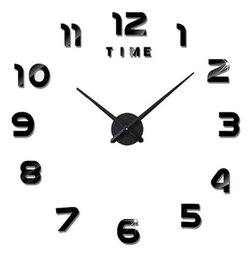 Reloj de pared decorativo 3D sin marco, 80 cm, negro