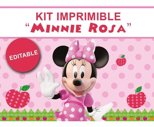 Kit Imprimible Minnie Todo Rosa Golosinas Personalizadas