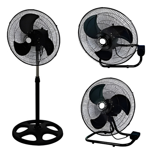 Ventilador 19 Pulgadas Pedestal Piso Pared 3 En 1 Aspas Metálica 3 Velocidades Movimiento Oscilatorio Potencia De 55w Ventilador 3 En 1 Amoloria H500/n, 45cm De Diámetro 127v