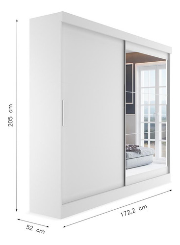 Guarda-roupa Casal Com Espelho Karina 2 Pt 2 Gv Branco