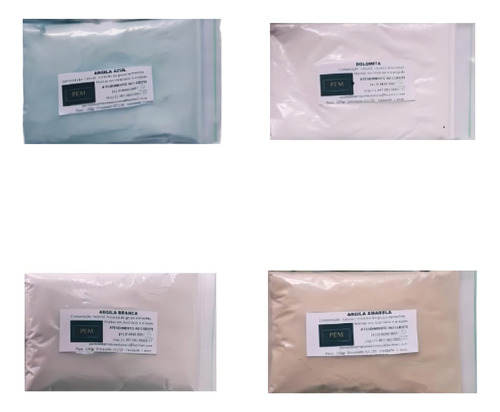 Kit 4 Pacote 250g Cada Argila Azul Branca Amarela E Dolomita