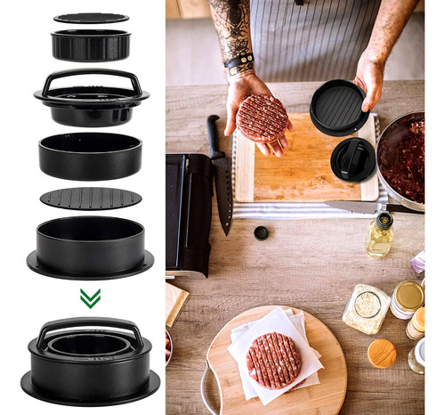 2pcs Prensa Para Hamburguesas 3 En 1 Molde Antiadherente