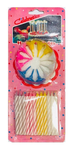 Vela De Aniversário Fina Palito Colorida - Kit Com 24 Velas