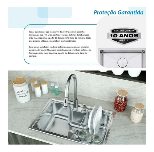 Cuba Sobrepor Embutir Arell Kameel Aço Inox Escovado Funda