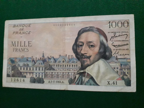 Cédula Da França De 1000 Francs. 