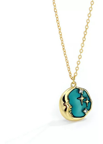 Collar Dorado Luna Estrellas Calipso Plata 925 + Caja