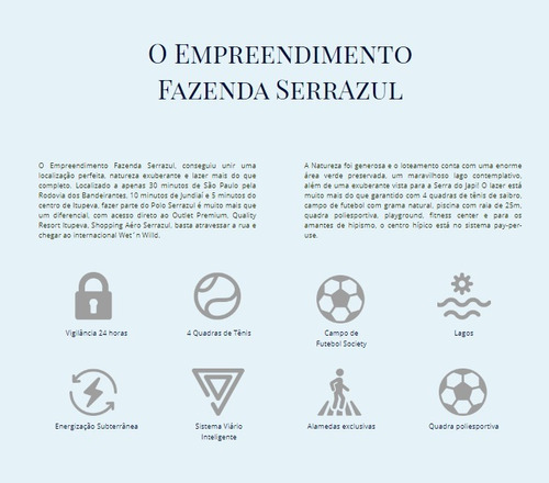 Terreno No Condomínio Alto Padrão Fazenda Serra Azul