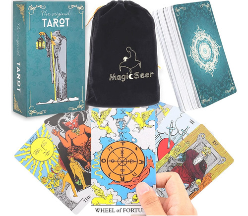 Cartas De Tarot Originales, 78 Cartas Grandes Con Bolsa